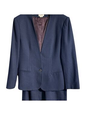 Koret Vintage Wool Skirt Suit Set Size 12 Navy